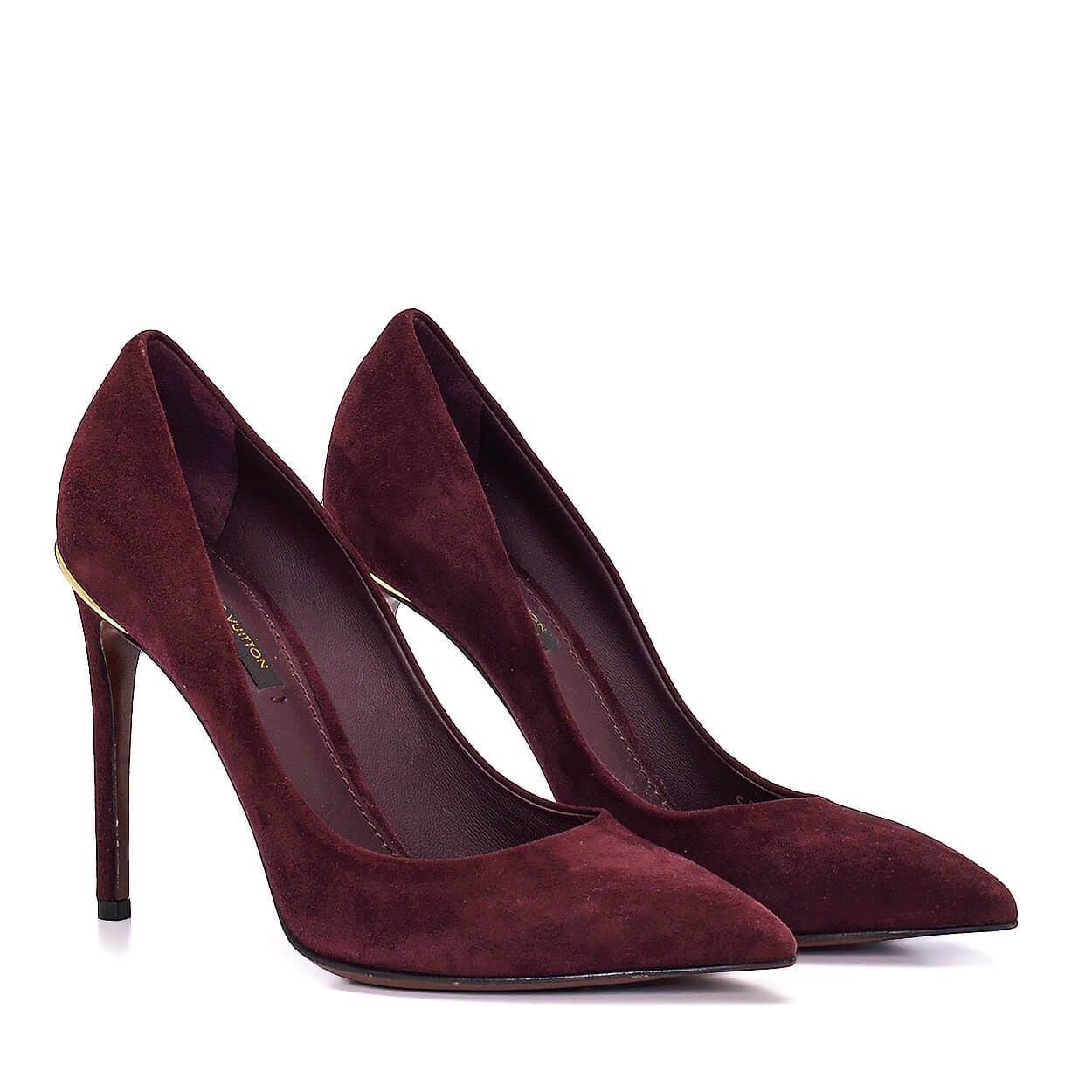 Lous Vuıtton - Burgundy  Suede Gold Detail Pumps /37